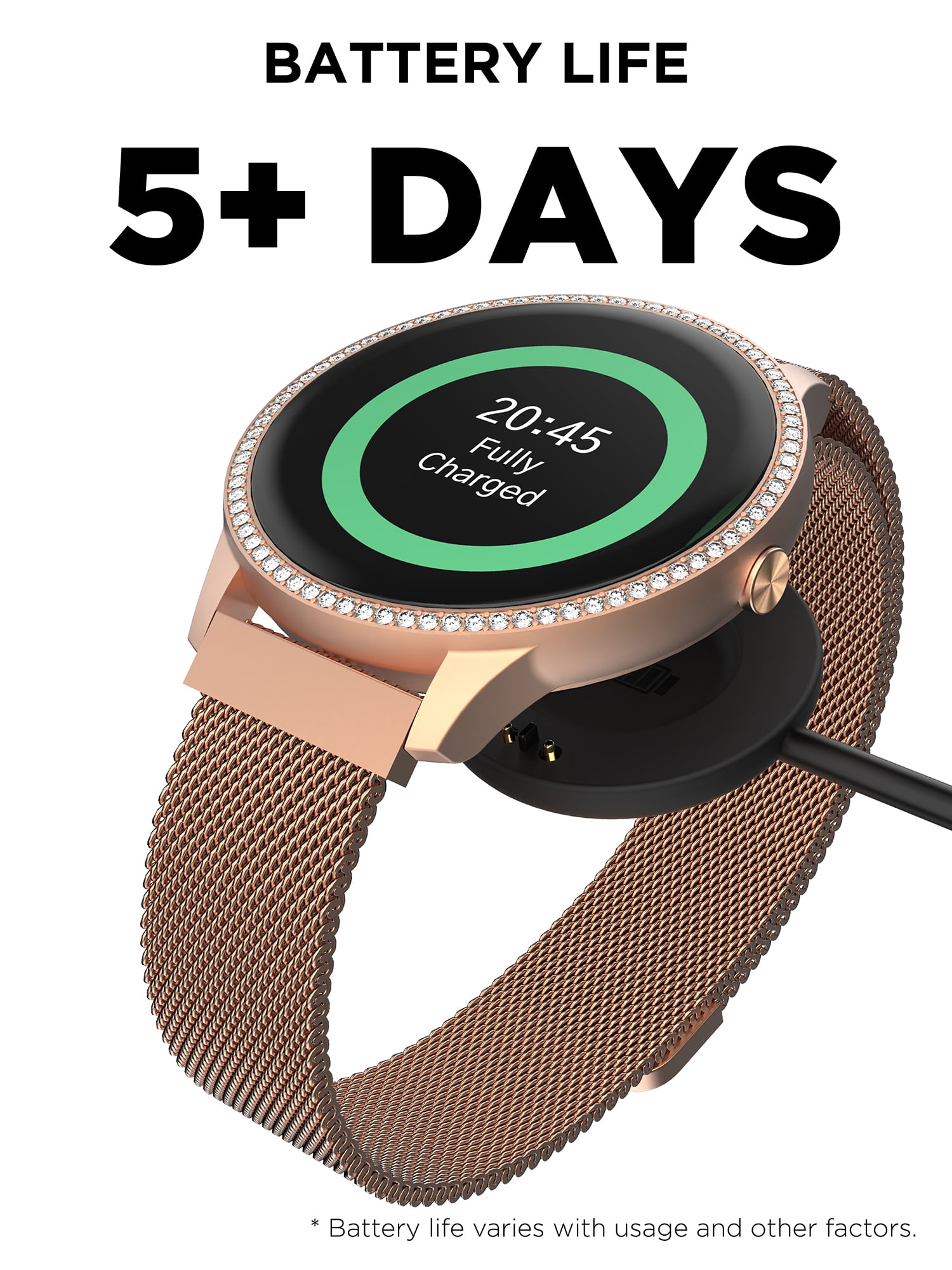 iTech Elite 3 Unisex Adult Round Smart Watch, Rose Gold, Silicone Strap