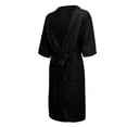 thumbnail image 5 of MEICHEN Bath Robes for Women Fashion Short Sleeved Long Bathrobe Home Clothes Solid Color Linen Pajamas Robe Women's Essentials Summer Loungewear, 5 of 7