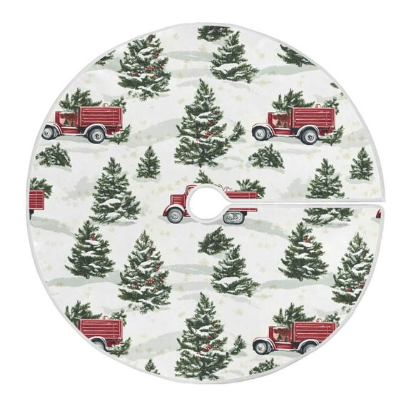 Ryvnso Christmas Tree Skirt Christmas Tree on Truck Xmas Tree Skirts Ornament Home Decorations 35.4"