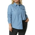 thumbnail image 6 of MODA NOVA Juniors' Plus Size Long Sleeve Chest Pocket Denim Shirt Sky Blue 2X, 6 of 6