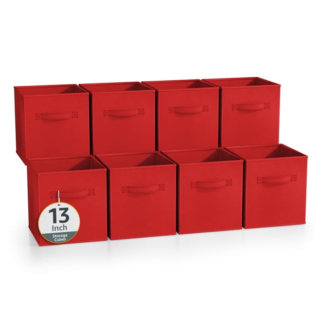 Sorbus Cubos de Almacenamiento de Tela Plegables de 13 Pulgadas, 8 Cestas Plegables para Organizar Armarios, Estantes, Ropa, Juguetes, Libros, Color Rojo