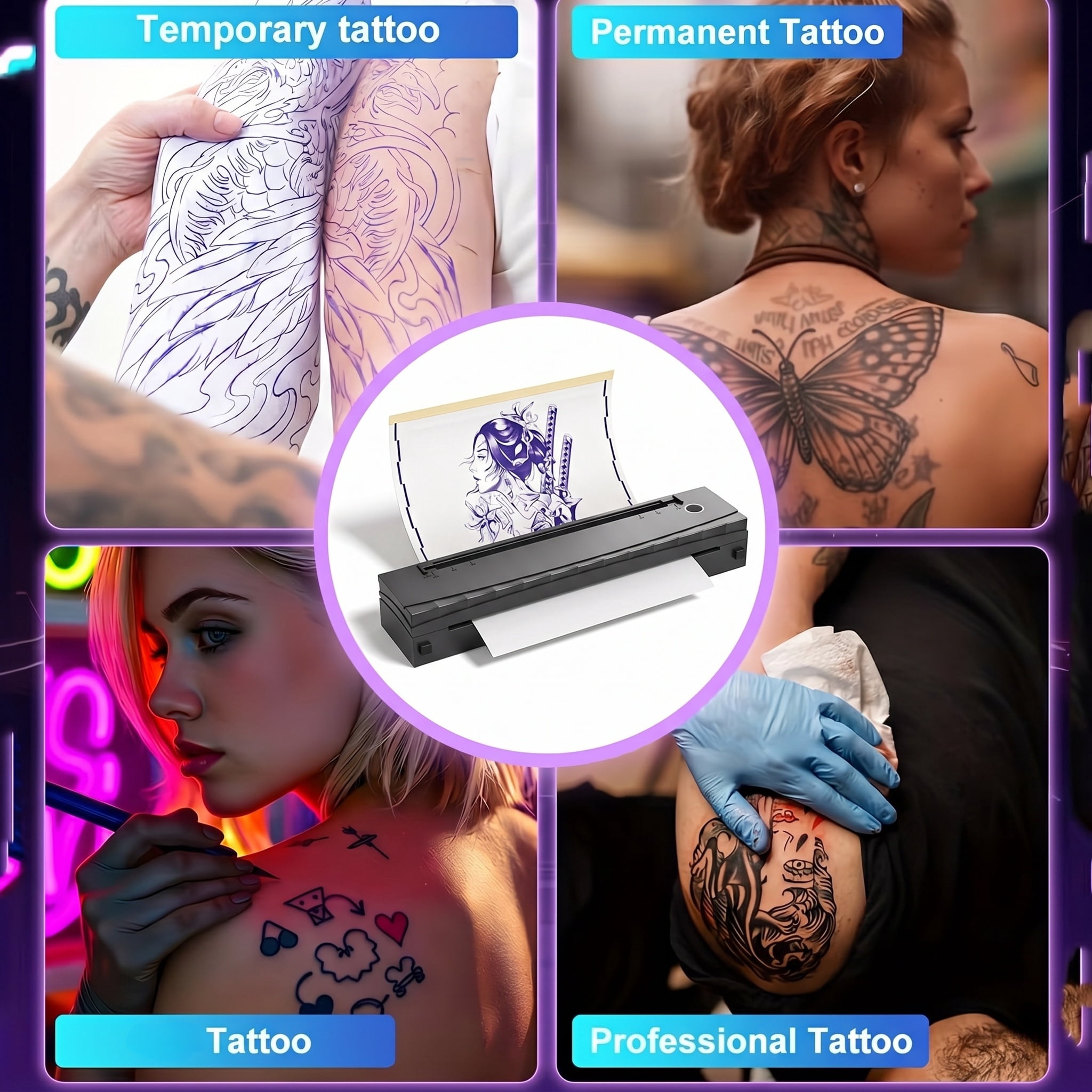 A4 Inkless Printer - D80 Portable Thermal Printer for Wireless Mobile Travel, Supports Letter Mini Printing, Compatible with Android IOS, Suitable Folding Paper/rolling/tattoo Paper, Thermal Print