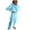 Blue, variant on Women's Casual Solid Color Long Sleeve Hoodie Trousers Sweatsuit - 2-Piece Polyester Set with V-Cut Neckline/Elastic Waist, Suitable for Home/Sport/Vacation Wear