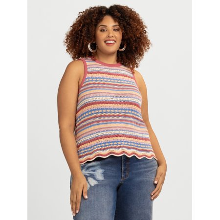 Jessica Simpson Women's and Women's Plus Kiari Cotton Sweater Tank Top, Sizes XS-4X