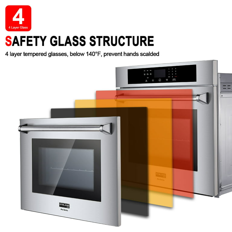 thermomate Electric Single Wall Oven | 9 Cooking Functions, 3-Layer Tempered Glass Door, Easy to Clean | 24-Inch - Silver
