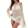 thumbnail image 1 of Pxiakgy Paréo pour Femmes Tricot de Beauté Manches Trompette Pull Ample Col Rond Creux pour Femmes A + L, 1 of 1