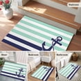thumbnail image 5 of 2x3 Ft Entryway Area Rug, Anchor Aqua Kitchen Rug Runner Washable Floor Mat, Modern Navy Blue White Striped Nautical Non Slip Indoor Door Mat Throw Carpet for Bathroom Living Room Bedroom, 5 of 8