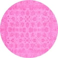 thumbnail image 1 of Ahgly Company Indoor Round Abstract Pink Modern Area Rugs, 7' Round, 1 of 4