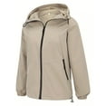 thumbnail image 6 of adviicd Rain Jacket for Women Waterproof Lightweight Windbreaker Jacket with Hood Packable Raincoat with Pockets Beige, S, 6 of 9