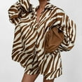 thumbnail image 3 of Oversized Animal Print Shirt & Shorts Set (S, Brown), 3 of 5