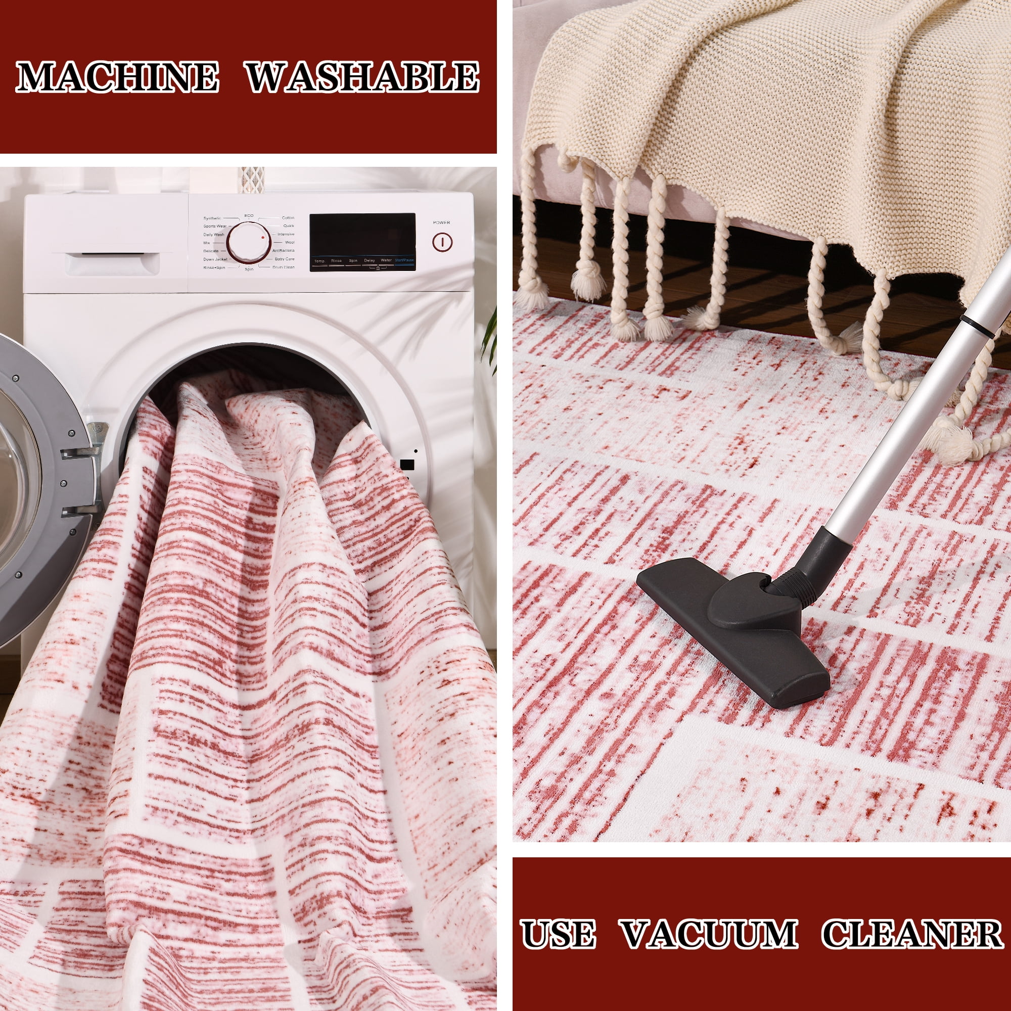 Lochas Soft Area Rug Fluffy Modern Flannel Rugs Floor Mat Carpet for Living Room Bedroom Home Decor,6'x9',Red
