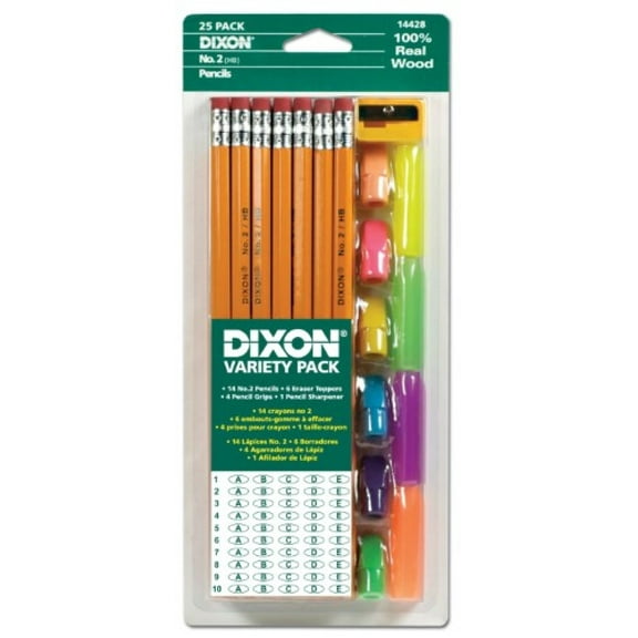 Soft Pencils, 6 Eraser Toppers, 4 Pencil Grips, and Sharpener (Pack of 6)