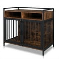 thumbnail image 3 of Small Medium Corner Dog Pet Cage with 2 Lockable Doors, Wood Metal Crate with Storage Shelf, Side End Table Kennel House with Latch, Anti-chew Crate, 3 of 4