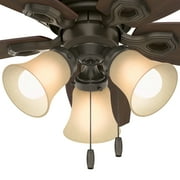 Hunter 42 inch Indoor Ceiling Fan with LED Lights - Bronze Ceiling Fan with Pull Chain, For Bedroom, Living Room, or Kitchen, Low Profile Mount, No Remote, 5 Blades - Builder 51091, New Bronze