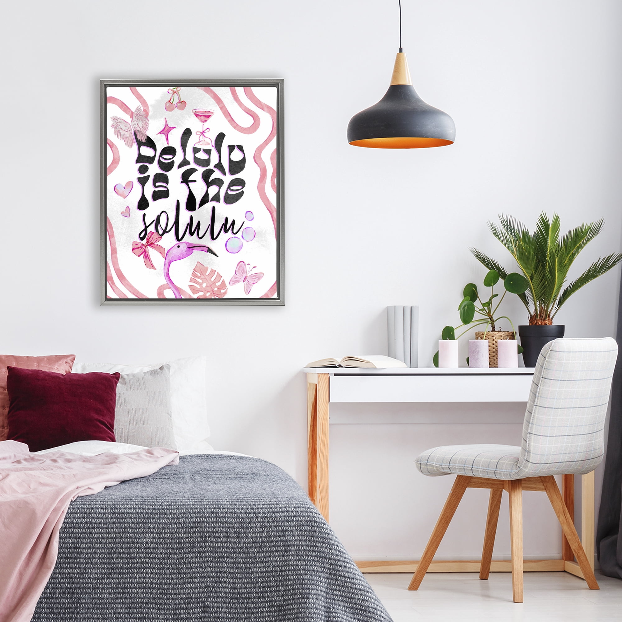 Stupell Industries Delulu Is The Solulu Gray Framed Floater Canvas Wall Art, design by Ziwei Li
