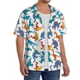 thumbnail image 2 of Sikiie Block Dinosaur Men's Wrinkle Free Untucked Cuban Shirt Business Casual Button Down Shirts Short Sleeve ShirtX-Large, 2 of 5