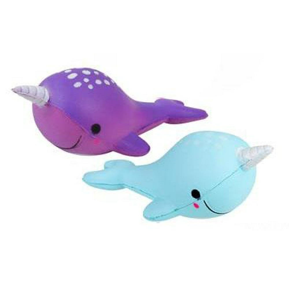 2 Narwhal Squishy Slow Rise Foam Animal Cute Scented Sensory, Stress