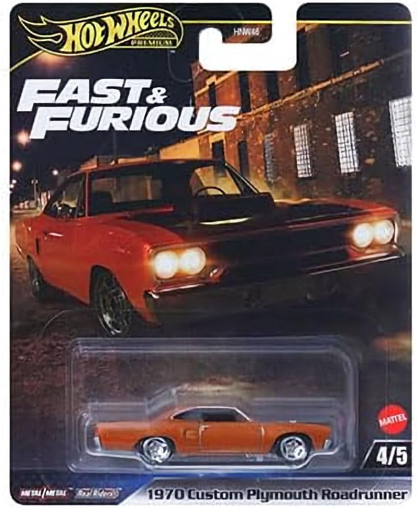 Hot Wheels Premium Fast & Furious 5-Car Set, Nissan 240SX, Lamborghini LM002, Koenigsegg CCXR, 1970 Plymouth Roadrunner, Toyota GR Supra HNW46-956L