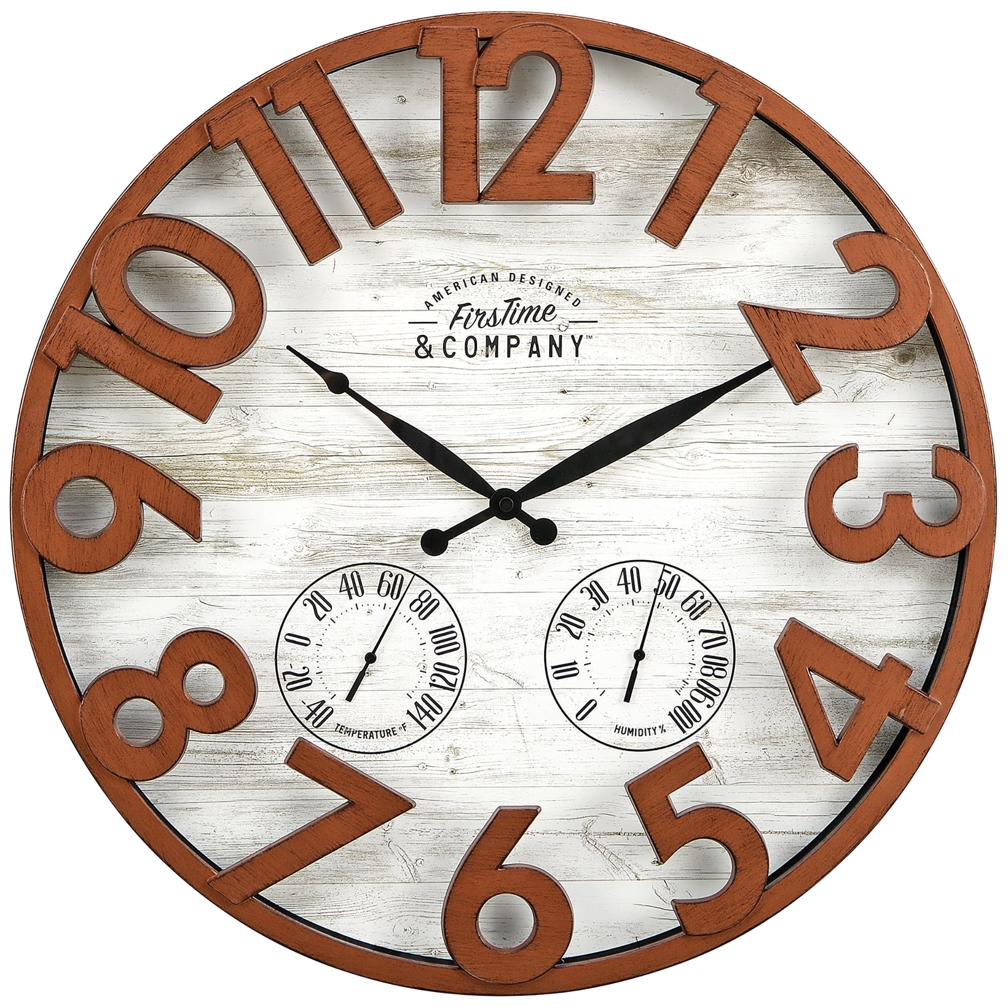 FirsTime & Co. Copper Shiplap Outdoor Wall Clock, Farmhouse, Analog, 18 x 2.5 x 18 in