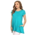 thumbnail image 2 of Women's Solid Casual Short Sleeve Loose Fit pockets Knit Tunic Top S-3XL, 2 of 4