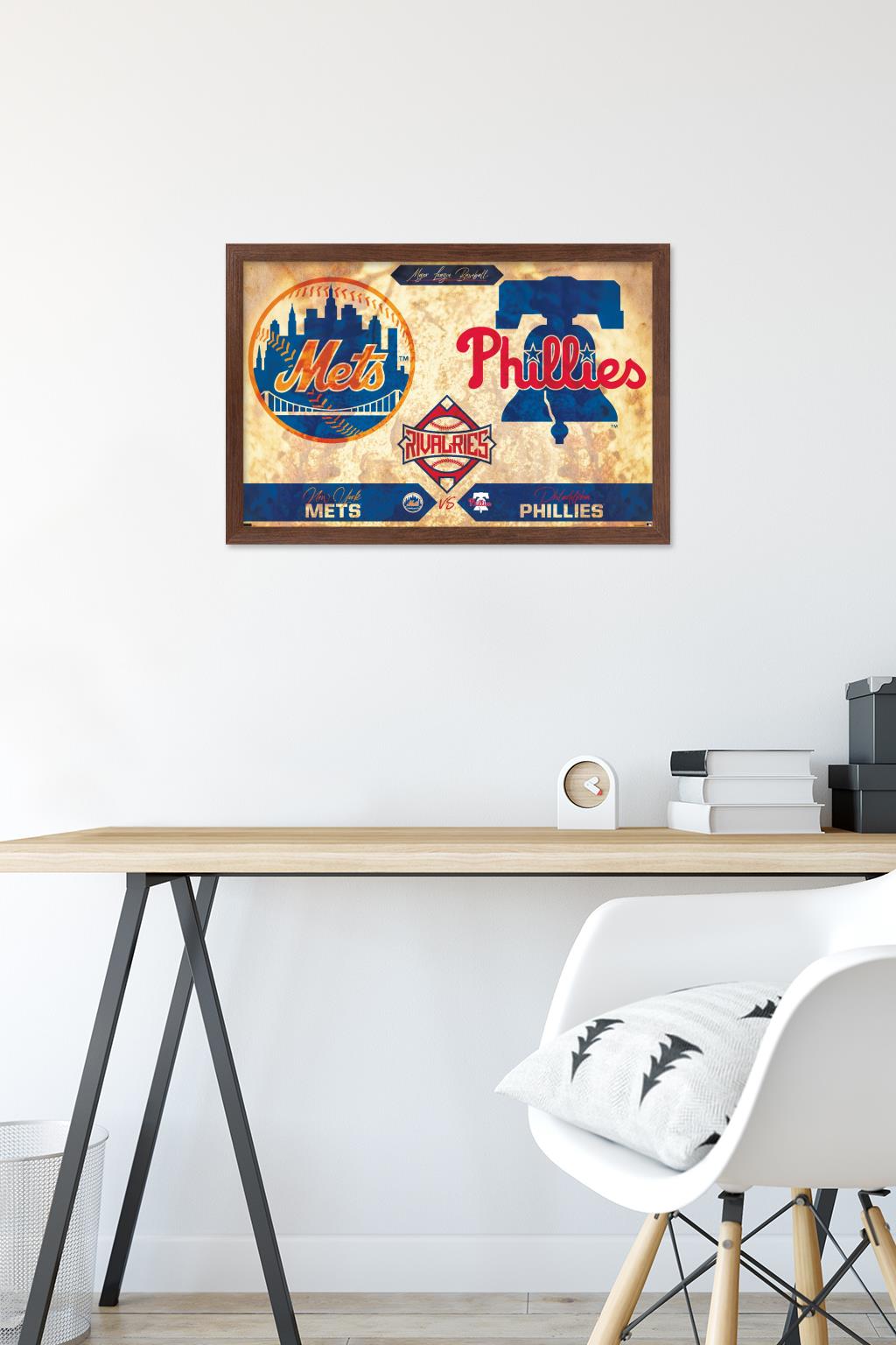 MLB Rivalries - New York Mets vs Philadelphia Phillies Wall Poster, 14.725" x 22.375" Framed