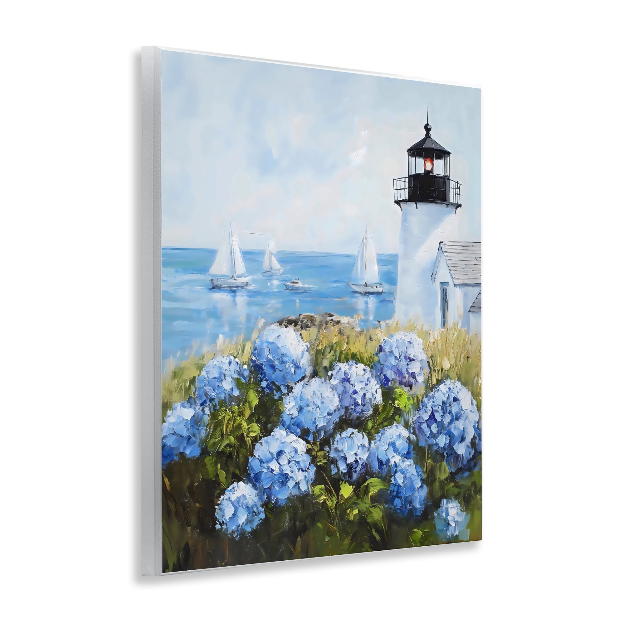 Stupell Industries Lighthouse Surrounded by Hydrangeas Wall Plaque Art, design by Arlington Prints
