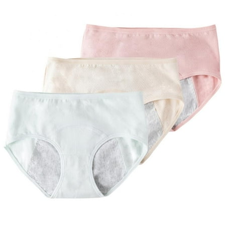 

3pcs Female Brief Women Panties Menstrual Period Leak-Proof Briefs Full Coverage Panties Mid-Rise Stretch UnderPants Pregnant Maternity Nursing Panties