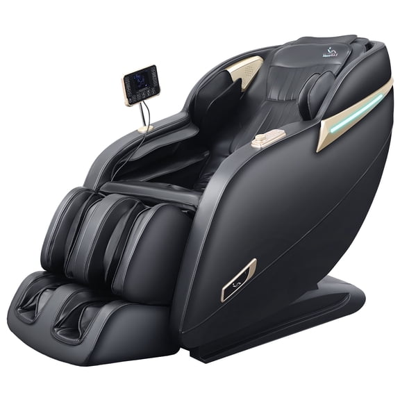 MassaMAX 2026 Version Full Body Massage Chair, Zero Gravity Recliner with Yoga Stretch, SL Track, Airbags, Heating, and Foot Massage, Black/Gold