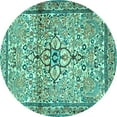 thumbnail image 1 of Ahgly Company Machine Washable Indoor Round Persian Turquoise Blue Traditional Area Rugs, 3' Round, 1 of 4