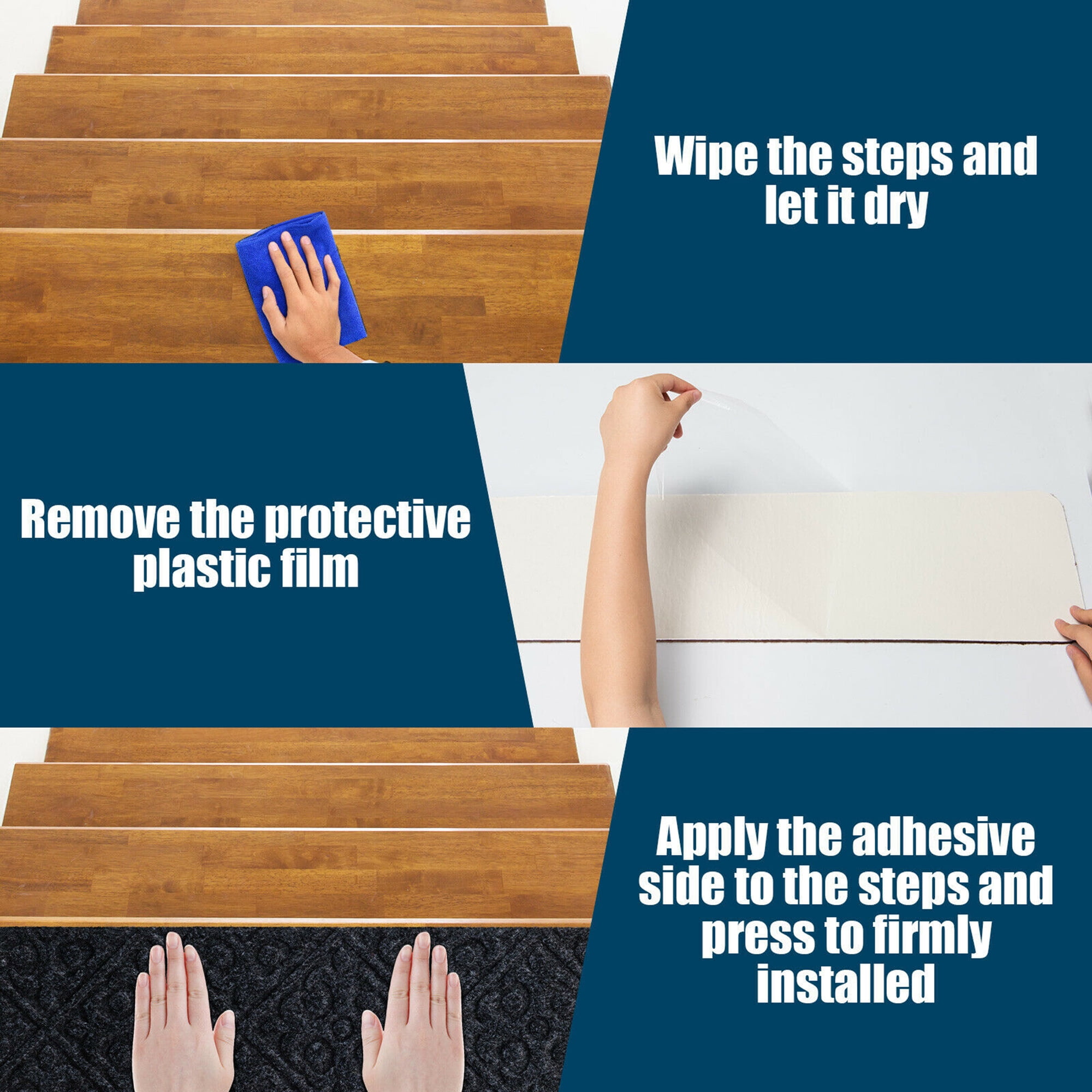 Unique Bargains Non-slip Resistant Indoor Wooden Stair Treads Carpet Mat  8''x30'' : Target