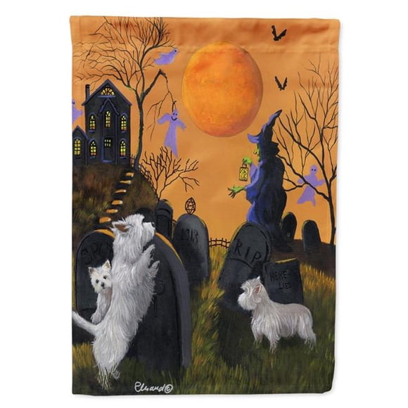 Carolines Treasures PPP3234CHF 28 x 0.01 x 40 in. Westie Wicked Witch Canvas House Flag