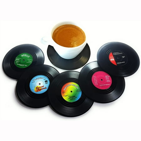 

Seenda Record Coasters for Drinks Funny Absorbent Novelty 12 Pieces Vinyl Disk Coasters Effective Protection of The Desktop to Prevent Damage