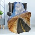 thumbnail image 4 of United States Soft Flannel Fleece Throw Blanket, Highway in California Steppe and Clouds Asphalt Road Horizon Hills Journey, Cozy Plush for Indoor and Outdoor Use, 70" x 90", Multicolor, by Ambesonne, 4 of 5