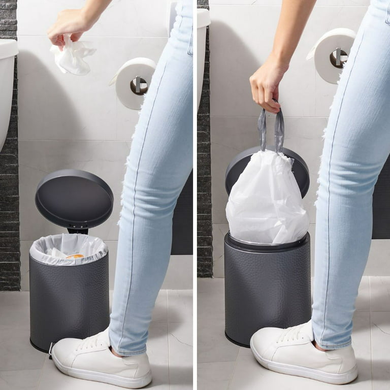 Plasticplace simplehuman®* Code R Compatible │ Custom Fit Trash Bags │ 2.6  Gallon / 10 Liter White Drawstring Garbage Liners │ 16.5 x 17.5 (100
