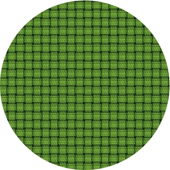 Ahgly Company Machine Washable Indoor Round Transitional Deep Emerald Green Area Rugs, 6' Round