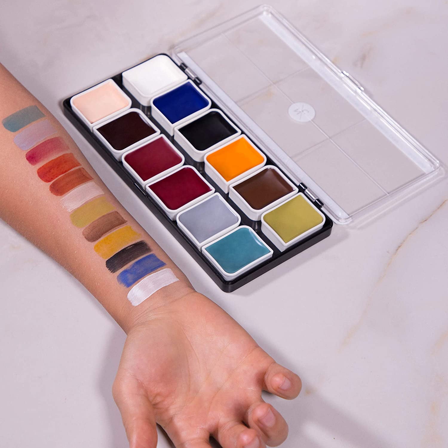 Narrative Cosmetics 12-Color Zombie Alcohol-Activated Palette, Professional Quick Drying Waterproof SFX Makeup for the Stage, Film, Halloween, & Cosplay