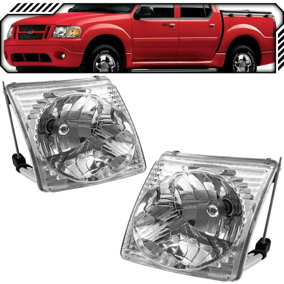 EPIC LIGHTING OE Style Halogen Headlights Assembly Replacement for FORD 01-03 EXPLORER 01-05 EXPLORER SPORT TRAC [ FO2502170 FO2503170 1L5Z13008BA 1L5Z13008AA ] Pair