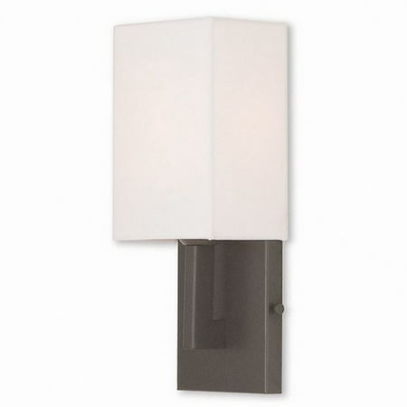 

1 Light Contemporary Steel Ada Wall Sconce with Off-White Fabric Shade-13 inches H By 5 inches W-Bronze Finish Bailey Street Home 218-Bel-2120530