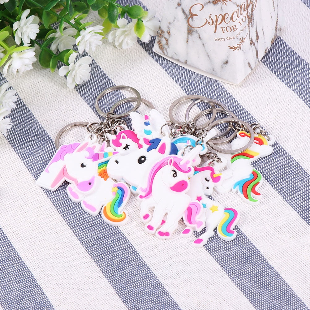 Hemoton 144 pcs  Cartoon Unicorn Key Ring Unicorn Keychain Hanging Ornament Keychain Pendant (Random Style)