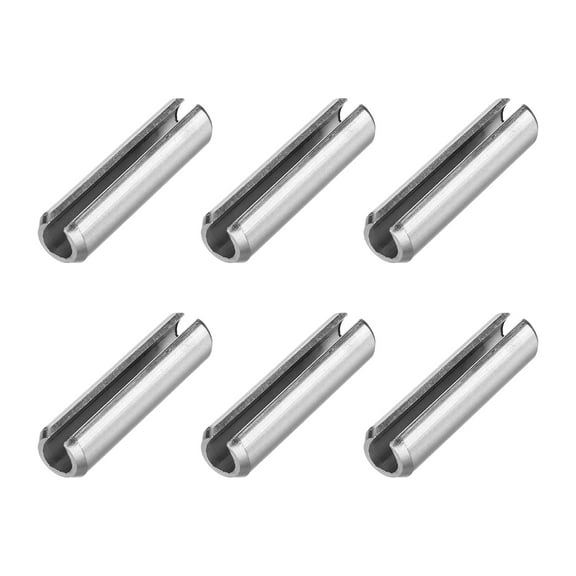 Uxcell 6Pcs Slotted Split Roll Pins 2/5 Inch(10mm) Dia. 1-3/5 Inch(40mm) Length Steel Spring Tension Expansion Dowels for Secure Fastening, Silver