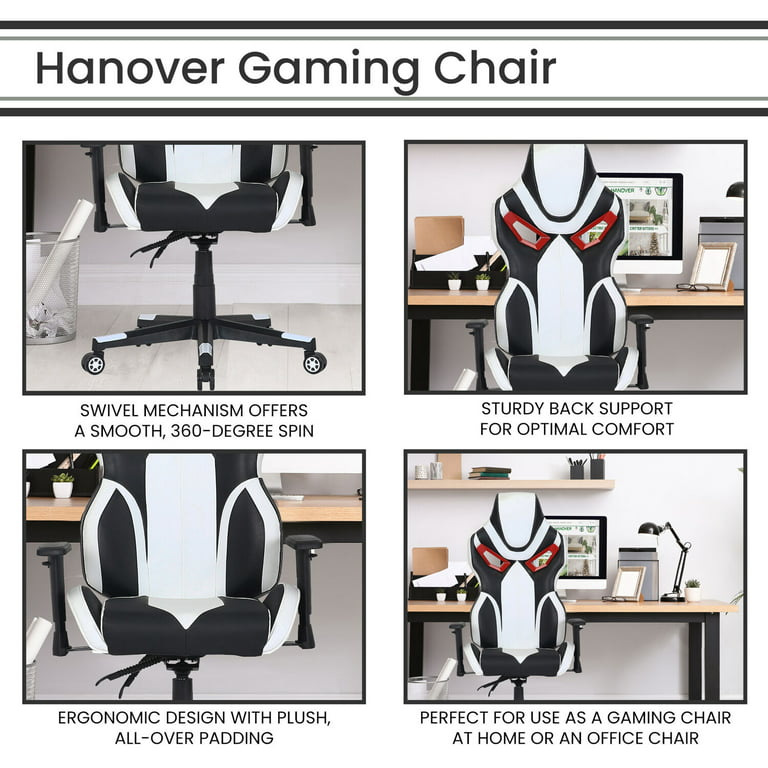 Hanover Commando Ergonomic Gaming Chair in Black and Orange with Adjustable  Gas Lift Seating, Lumbar and Neck Support, HGC0110