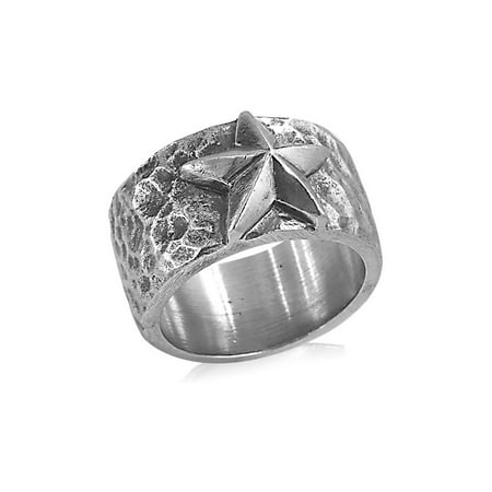 David Sigal Mens Band Ring in Stainless Steel (Synthetic Crystals)