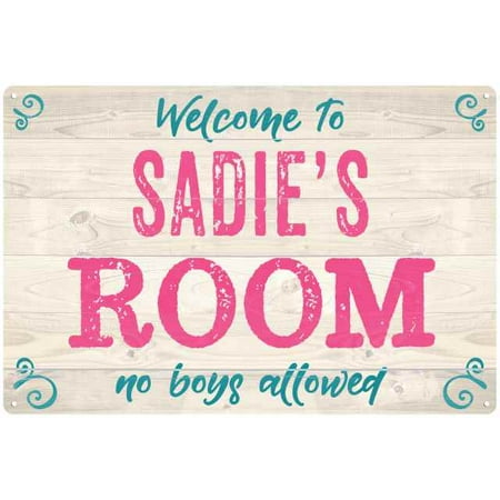 Kids Personalized Sign - SADIE'S Room Kids Bedroom Sign Personalized 8x12 Metal Sign 108120089071