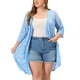 thumbnail image 2 of Women's Plus Size Cardigan Lace Open Front 3/4 Sleeve Long Bolero Jacket Light Blue 1X, 2 of 6