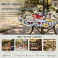 thumbnail image 6 of Round Outdoor Tablecloth with Umbrella Hole and Zipper, Gnomes Daisy Tablecloth with Elastic Waterproof, Retro Farmhouse Floral Black Buffalo Plaid Patio Table Covers for 31" - 35" Pool Tables, 6 of 9