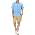 thumbnail image 2 of INSPIRE CHIC Men's Shirts Short Sleeve Summer Cotton Patchwork Button Down Shirts S Blue White, 2 of 5