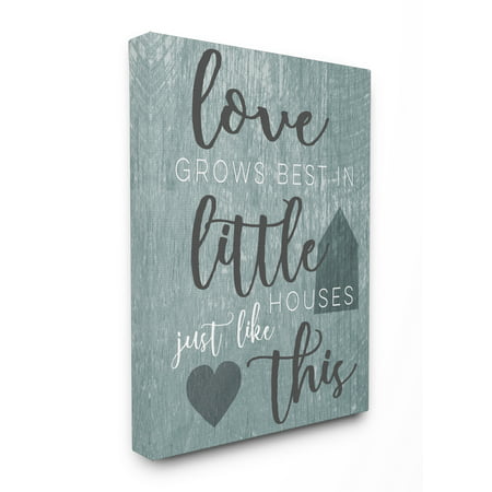 The Stupell Home Decor Collection Love Grows Best In Little Houses Grey Illustration Oversized Stretched Canvas Wall Art, 24 x 1.5 x (Love Grows Best In Small Houses)