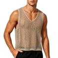 thumbnail image 2 of Gamivast Fishnet Tank Top for Men Sleeveless Mesh Shirt See-Through Muscle Tee Breathable Summer Activewear for Party Clubwear Beach Vacation Khaki Free Size, 2 of 5