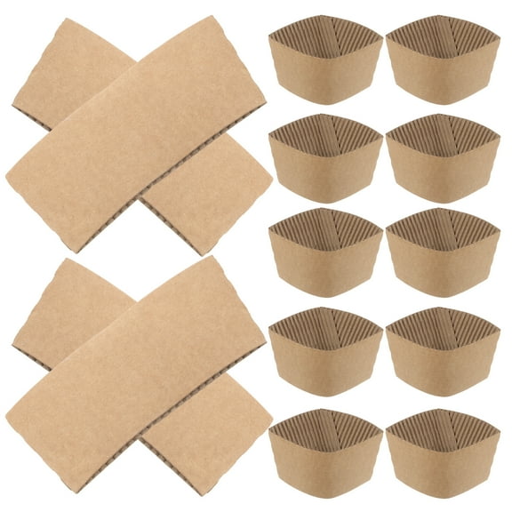 Zehuanyu 100pcs Corrugated Kraft Coffee Cup Sleeves Heat Disposable For Hot Beverages Disposable Kraft Paper Coffee Cup Sleeves Cold Drinks Insulator