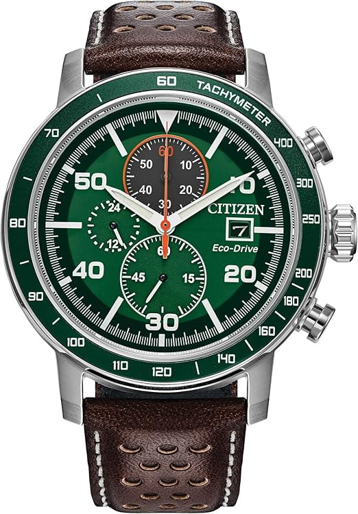 Citizen Men's Eco-Drive Chronograph Stainless Steel Green Dial